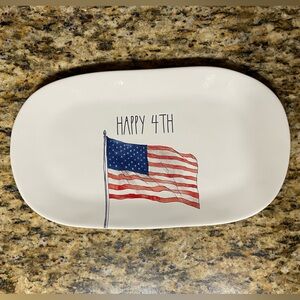 Rae Dunn ‘Happy 4th’ Oval Plate with American Flag